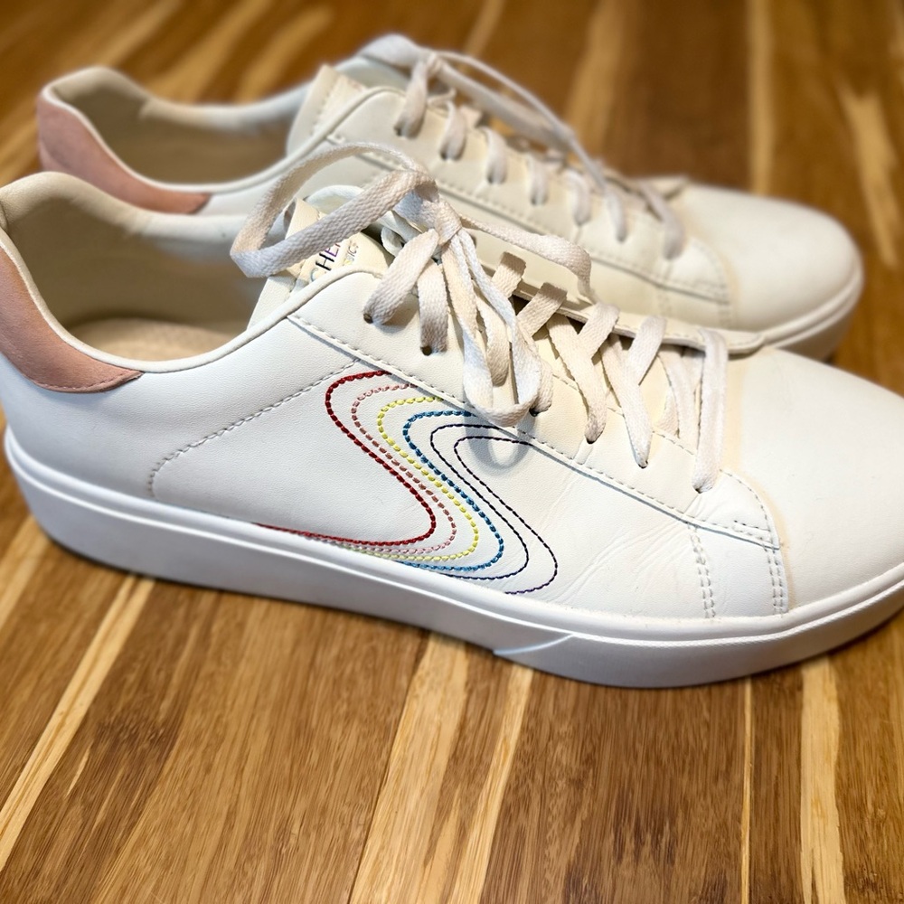Skechers White Sneakers with Multicolor Accents